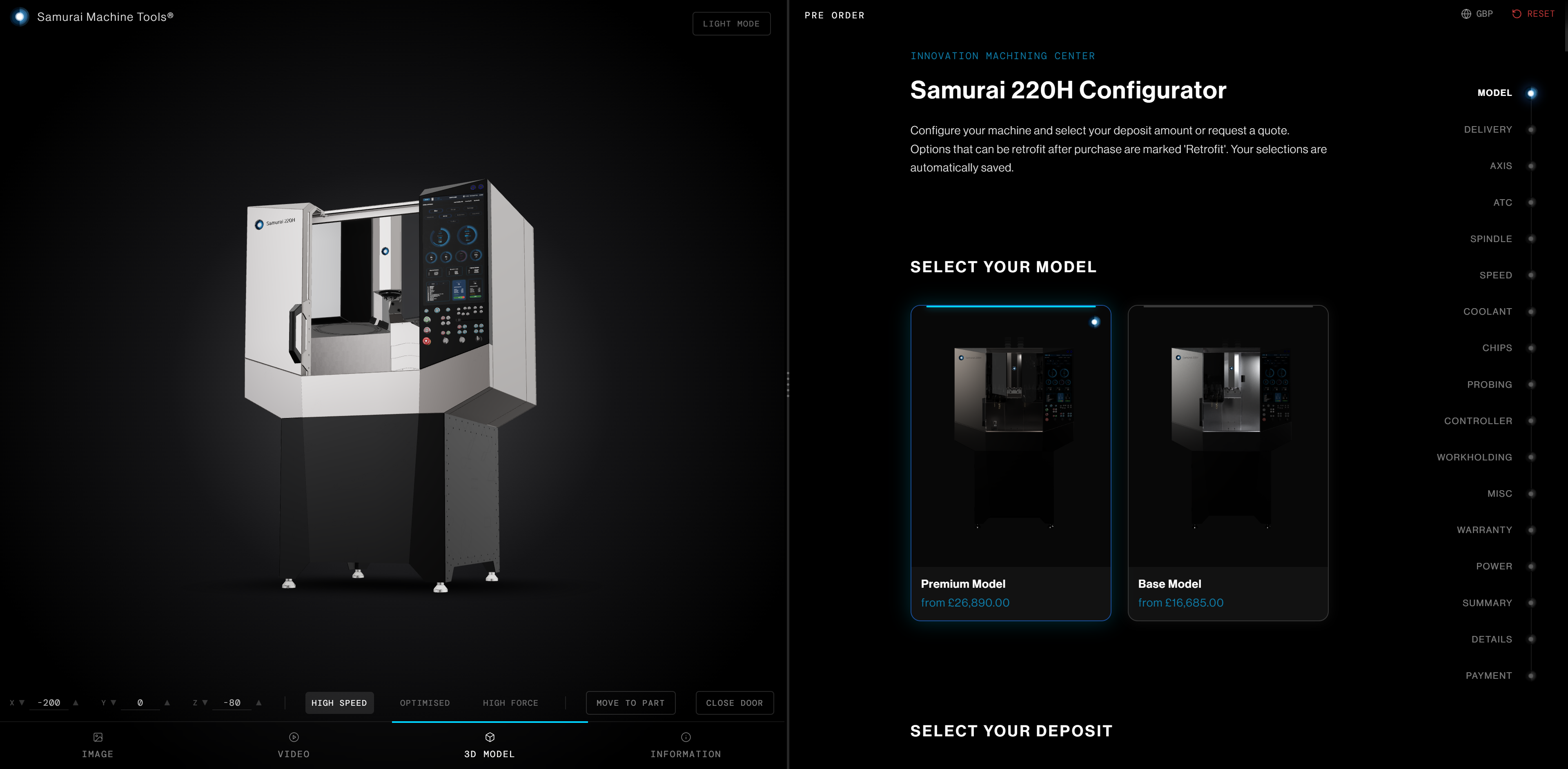 Samurai 220H Configurator preview