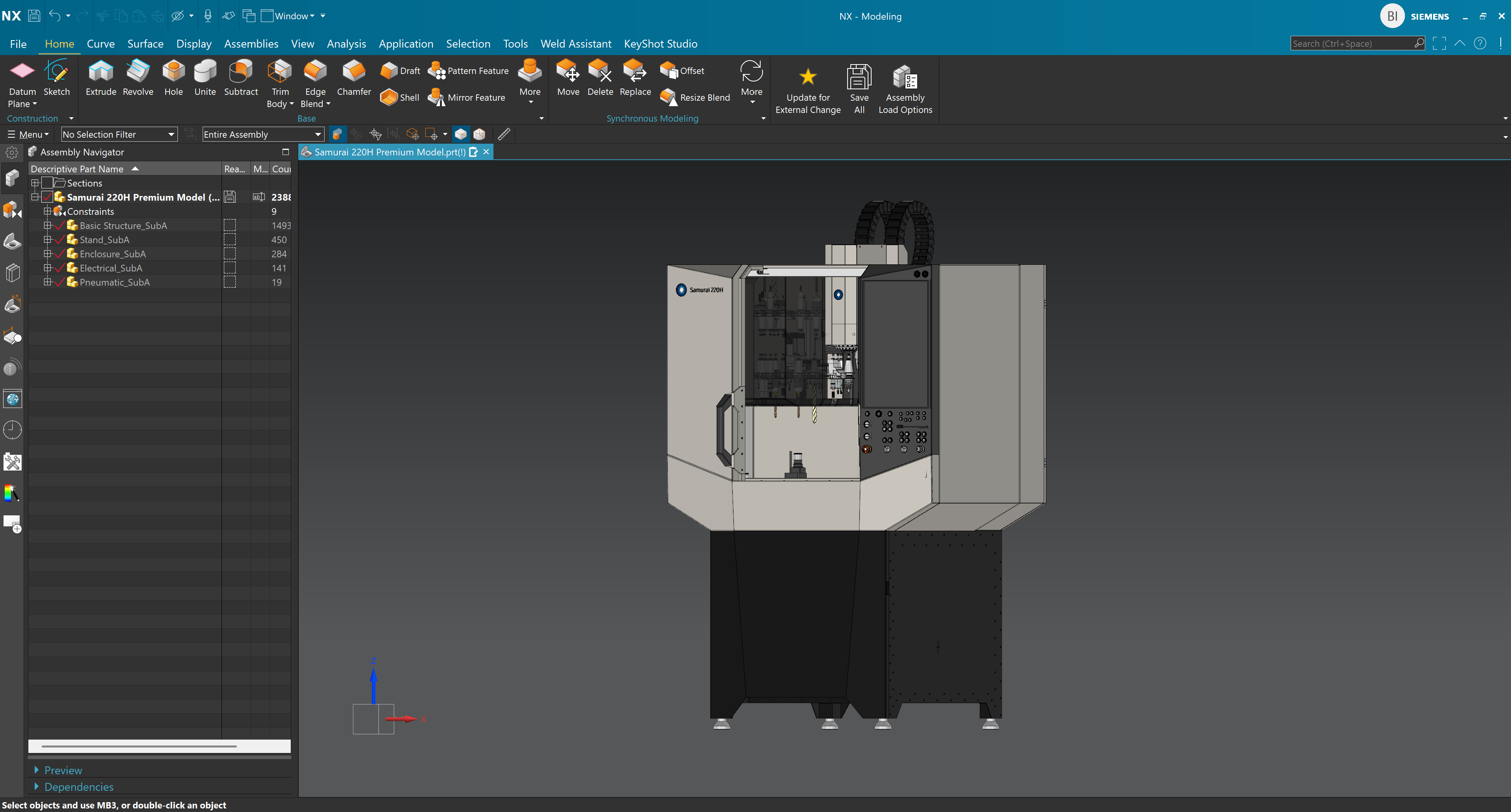 Samurai 220H modelled in Siemens NX